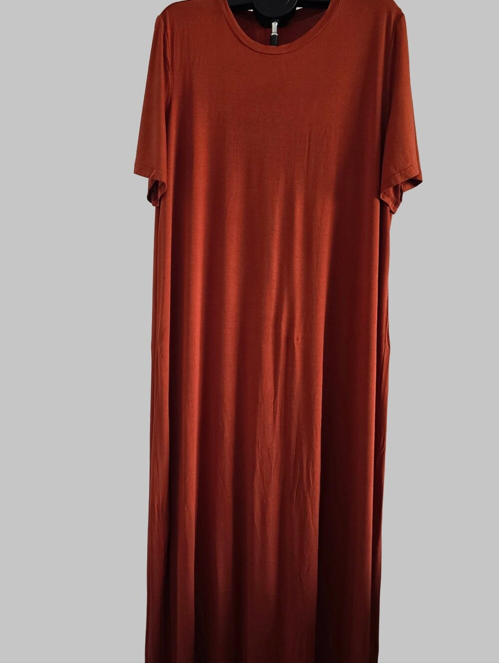 SHEIN Rust Short-Sleeve Crew Neck Maxi Dress